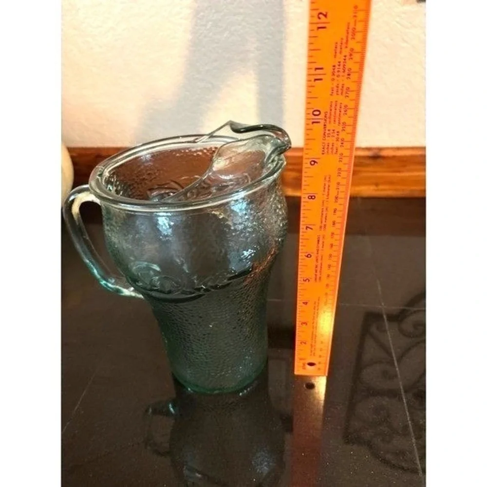 Coca-Cola Glass Pitcher Pebbled Texture‎ 9 Inch Vintage